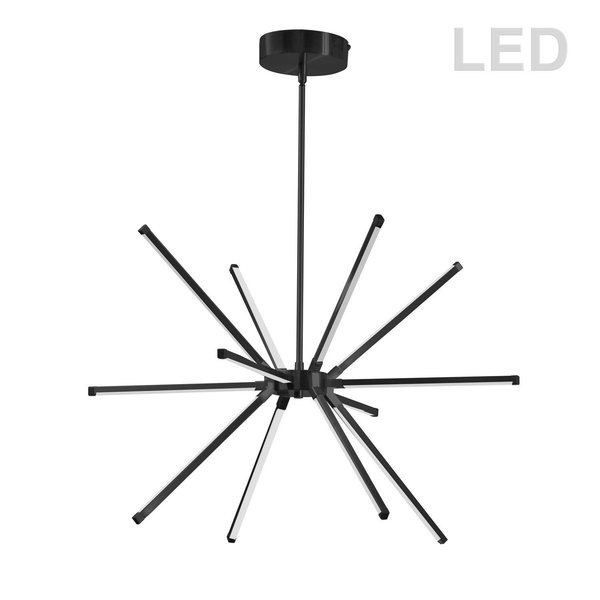 Dainolite 32 Watt Led Chandelier Matte Black W/ White Acrylic Diffuser ARY-2032LEDC-MB